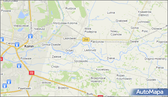 mapa Ladorudz gmina Krzymów, Ladorudz gmina Krzymów na mapie Targeo