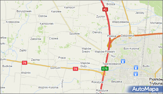 mapa Majków Średni, Majków Średni na mapie Targeo