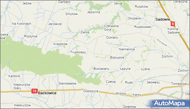 mapa Michałów gmina Sadowie, Michałów gmina Sadowie na mapie Targeo