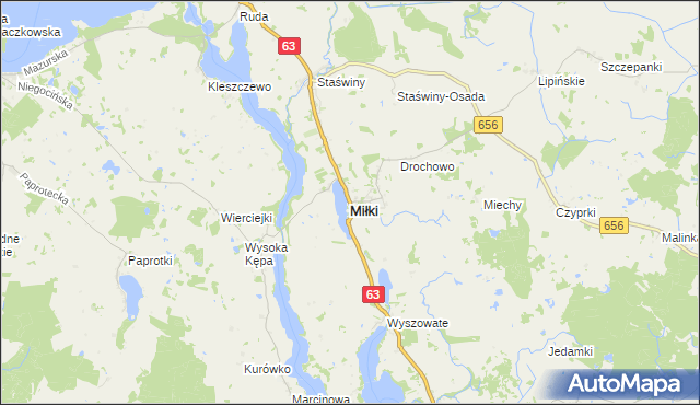 mapa Miłki, Miłki na mapie Targeo