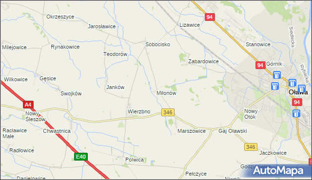 mapa Miłonów, Miłonów na mapie Targeo