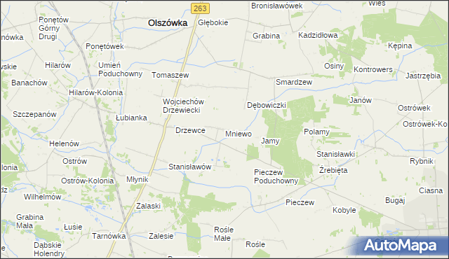 mapa Mniewo, Mniewo na mapie Targeo