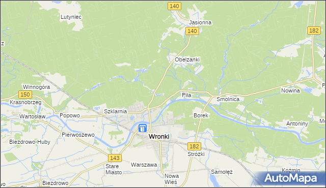mapa Nadolnik gmina Wronki, Nadolnik gmina Wronki na mapie Targeo