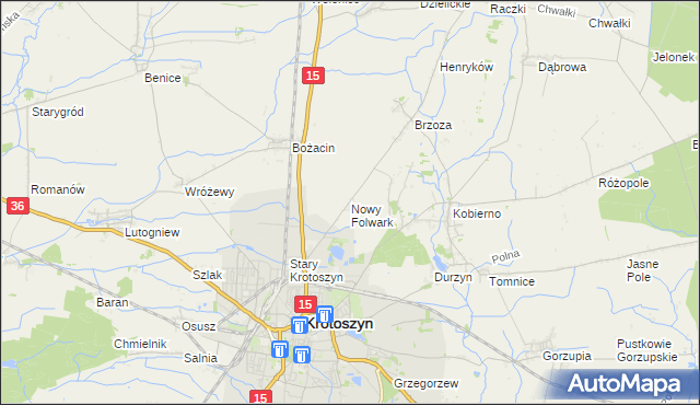 mapa Nowy Folwark gmina Krotoszyn, Nowy Folwark gmina Krotoszyn na mapie Targeo