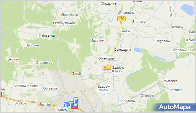 mapa Obrębizna, Obrębizna na mapie Targeo