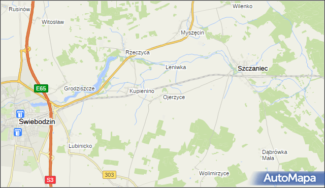 mapa Ojerzyce, Ojerzyce na mapie Targeo