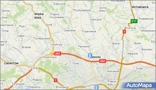 mapa Pękowice, Pękowice na mapie Targeo
