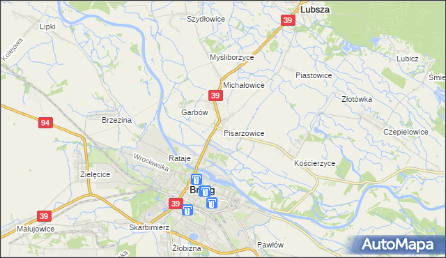 mapa Pisarzowice gmina Lubsza, Pisarzowice gmina Lubsza na mapie Targeo