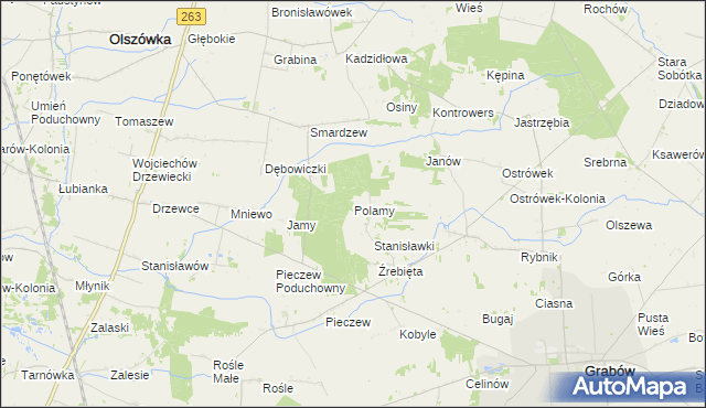 mapa Polamy, Polamy na mapie Targeo