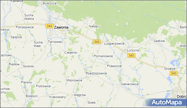 mapa Pomianowice, Pomianowice na mapie Targeo