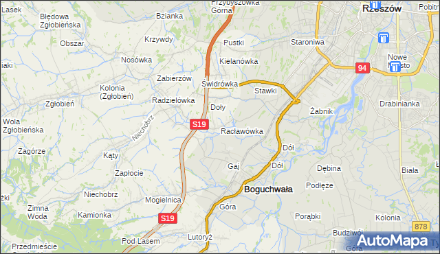 mapa Racławówka, Racławówka na mapie Targeo
