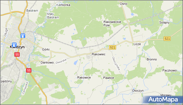 mapa Rakowiec gmina Kwidzyn, Rakowiec gmina Kwidzyn na mapie Targeo