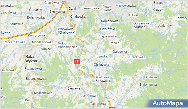 mapa Rdzawka, Rdzawka na mapie Targeo