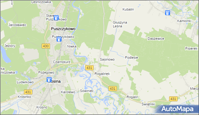 mapa Sasinowo, Sasinowo na mapie Targeo