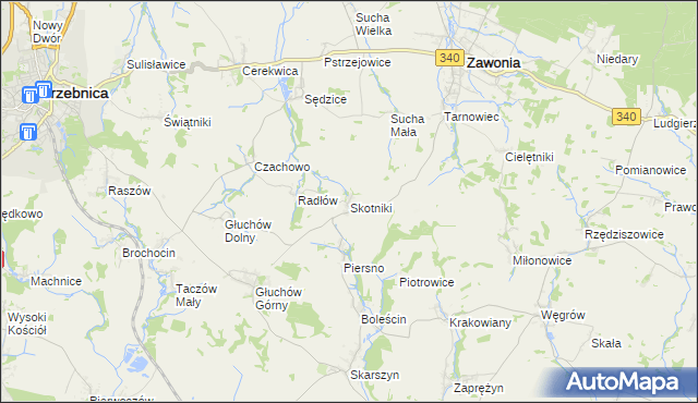 mapa Skotniki gmina Zawonia, Skotniki gmina Zawonia na mapie Targeo