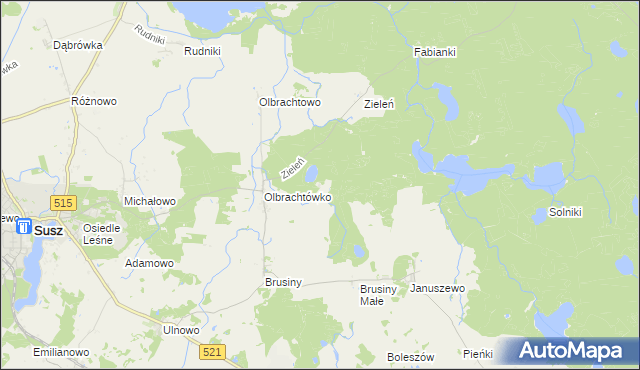 mapa Stawiec gmina Susz, Stawiec gmina Susz na mapie Targeo