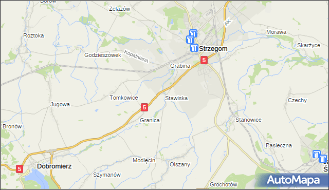 mapa Stawiska gmina Strzegom, Stawiska gmina Strzegom na mapie Targeo