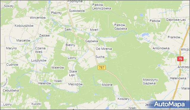 mapa Sucha gmina Pionki, Sucha gmina Pionki na mapie Targeo