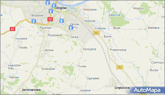 mapa Szczyglice gmina Głogów, Szczyglice gmina Głogów na mapie Targeo