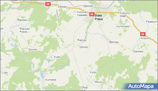 mapa Szkody, Szkody na mapie Targeo