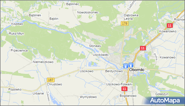 mapa Uścikówiec, Uścikówiec na mapie Targeo