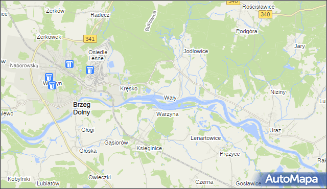 mapa Wały gmina Brzeg Dolny, Wały gmina Brzeg Dolny na mapie Targeo