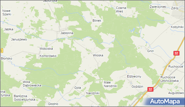 mapa Wioska gmina Rakoniewice, Wioska gmina Rakoniewice na mapie Targeo