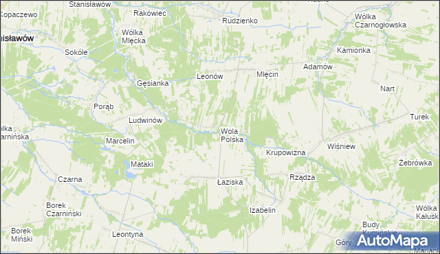 mapa Wola Polska gmina Jakubów, Wola Polska gmina Jakubów na mapie Targeo