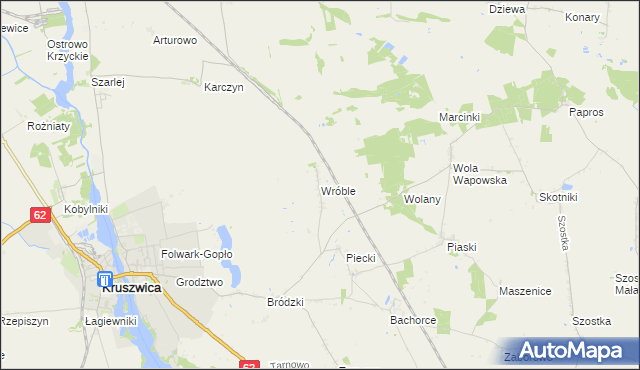 mapa Wróble gmina Kruszwica, Wróble gmina Kruszwica na mapie Targeo
