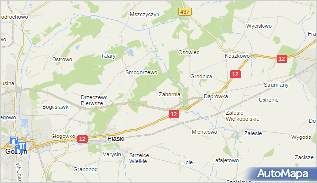 mapa Zabornia gmina Piaski, Zabornia gmina Piaski na mapie Targeo