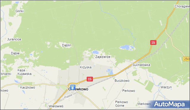 mapa Zajezierze gmina Gniewkowo, Zajezierze gmina Gniewkowo na mapie Targeo
