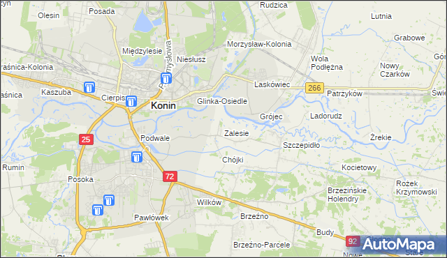 mapa Zalesie gmina Krzymów, Zalesie gmina Krzymów na mapie Targeo