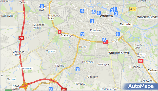 mapa Borek gmina Wrocław, Borek gmina Wrocław na mapie Targeo