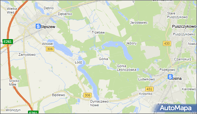 mapa Górka gmina Stęszew, Górka gmina Stęszew na mapie Targeo