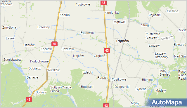 mapa Grębień, Grębień na mapie Targeo