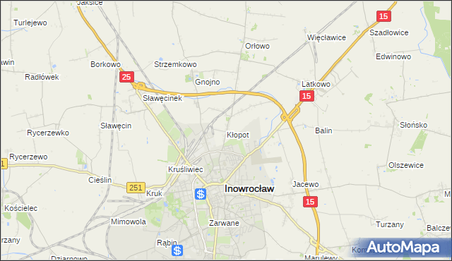mapa Kłopot gmina Inowrocław, Kłopot gmina Inowrocław na mapie Targeo