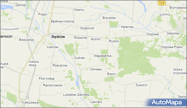 mapa Magdalenka gmina Będków, Magdalenka gmina Będków na mapie Targeo