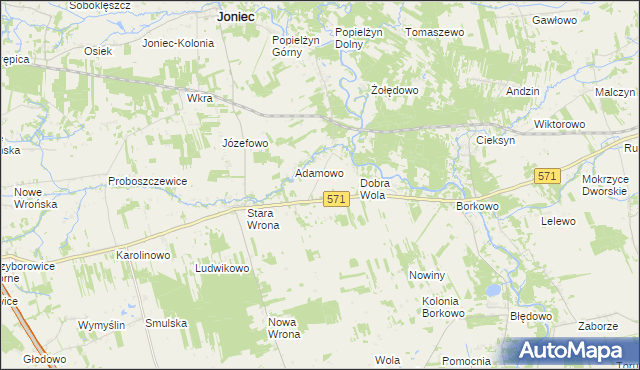 mapa Nowa Wrona gmina Nasielsk, Nowa Wrona gmina Nasielsk na mapie Targeo