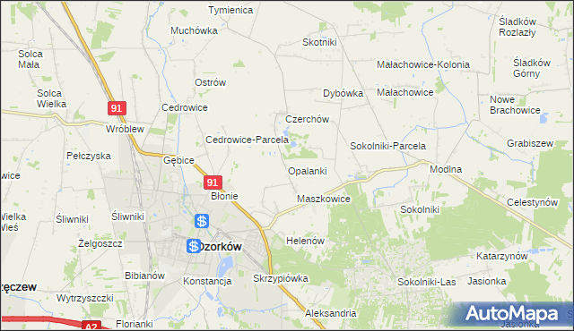 mapa Opalanki gmina Ozorków, Opalanki gmina Ozorków na mapie Targeo
