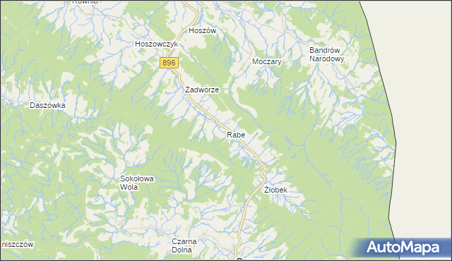 mapa Rabe gmina Czarna, Rabe gmina Czarna na mapie Targeo