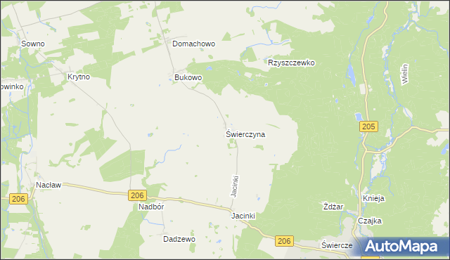 mapa Świerczyna gmina Polanów, Świerczyna gmina Polanów na mapie Targeo