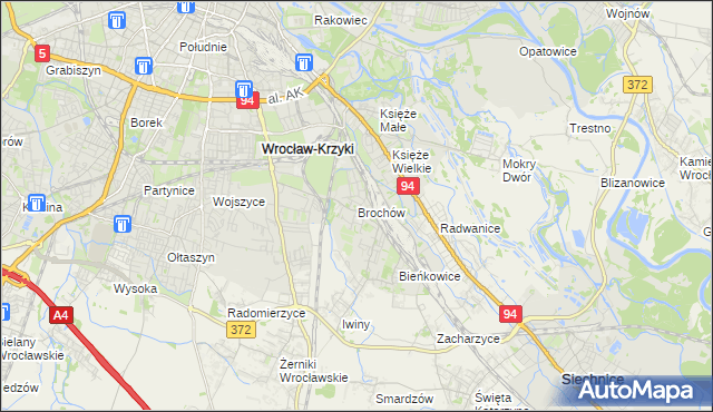 mapa Brochów gmina Wrocław, Brochów gmina Wrocław na mapie Targeo