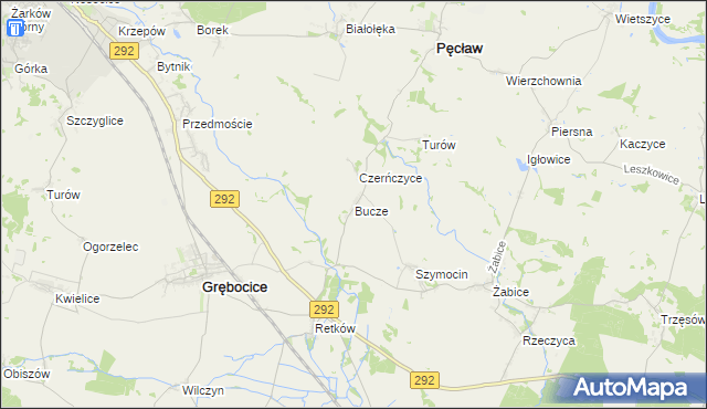 mapa Bucze gmina Grębocice, Bucze gmina Grębocice na mapie Targeo