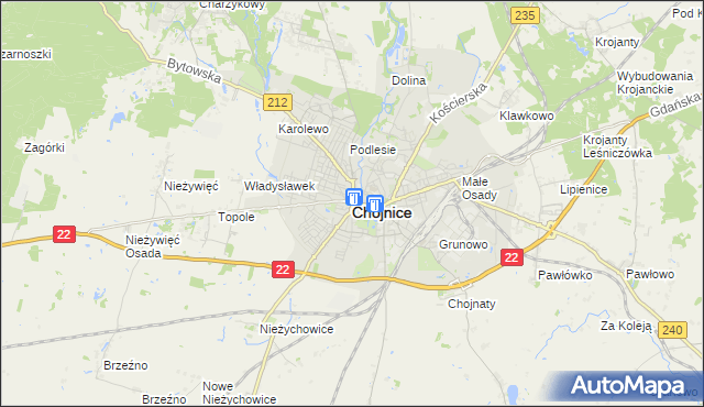 mapa Chojnic, Chojnice na mapie Targeo