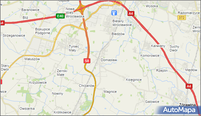 mapa Domasław, Domasław na mapie Targeo