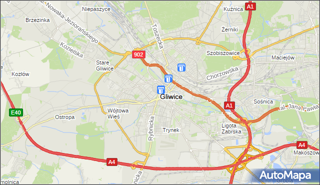 mapa Gliwic, Gliwice na mapie Targeo