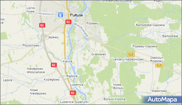 mapa Grabówiec gmina Pułtusk, Grabówiec gmina Pułtusk na mapie Targeo