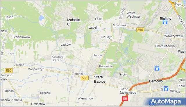 mapa Janów gmina Stare Babice, Janów gmina Stare Babice na mapie Targeo