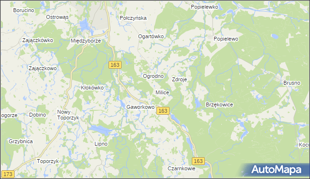 mapa Milice gmina Połczyn-Zdrój, Milice gmina Połczyn-Zdrój na mapie Targeo