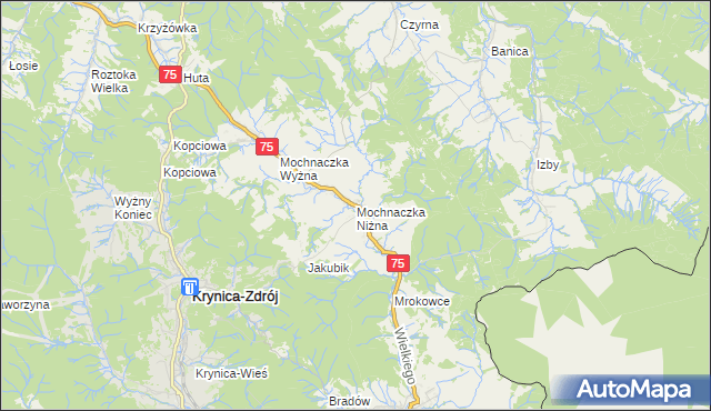 mapa Mochnaczka Niżna, Mochnaczka Niżna na mapie Targeo